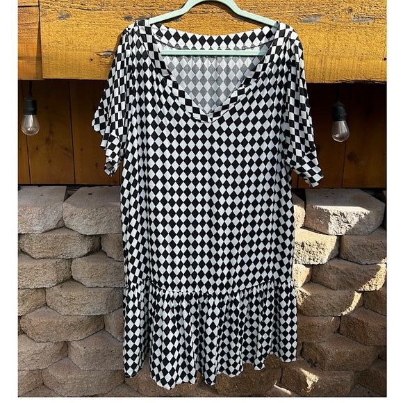 Sz L-dress or swim coverup. Drop waist with flowy sleeves & oversized neck. - Picture 2 of 7